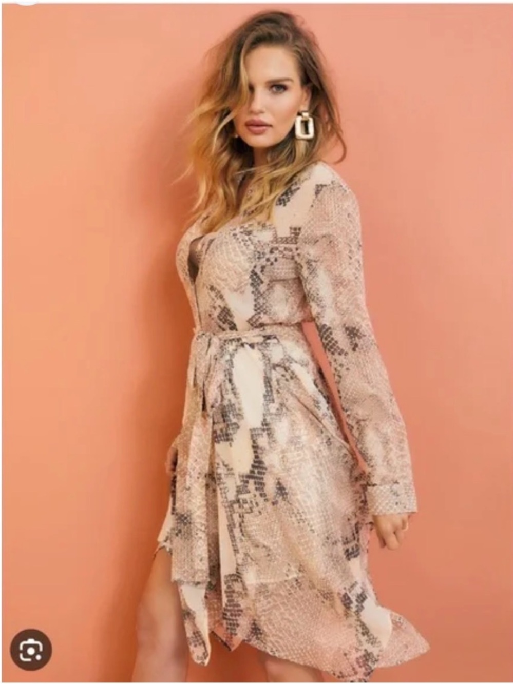 Guess snake print wrap dress featuring an asymmetrical size XS